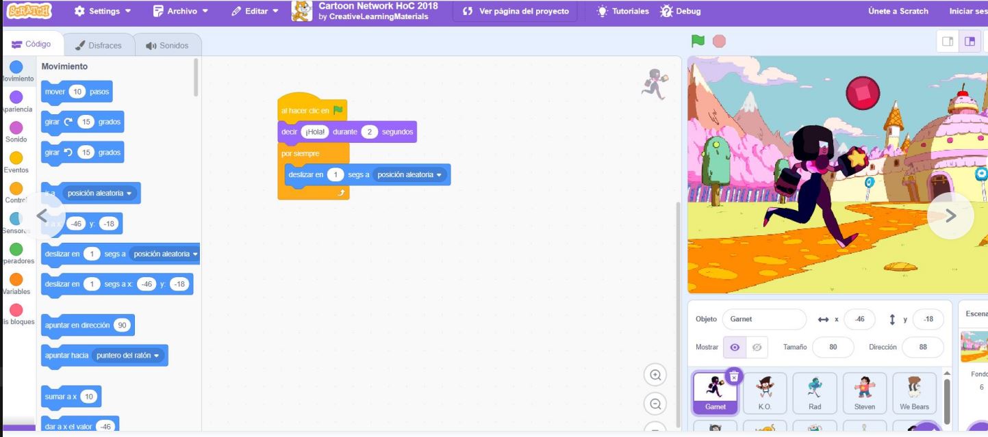 Anima tu juego de aventuras (Scratch + Cartoon Network)
