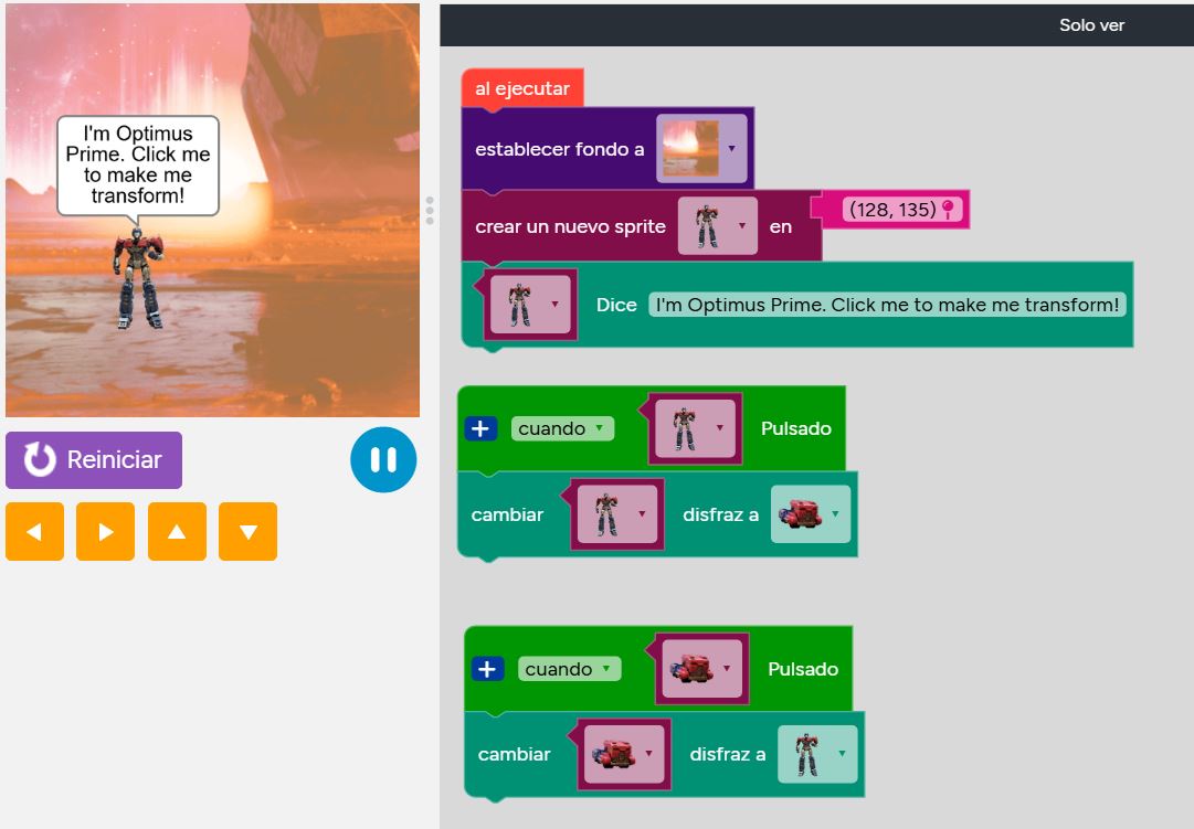 Hello World: Transformes One - Hour of Code