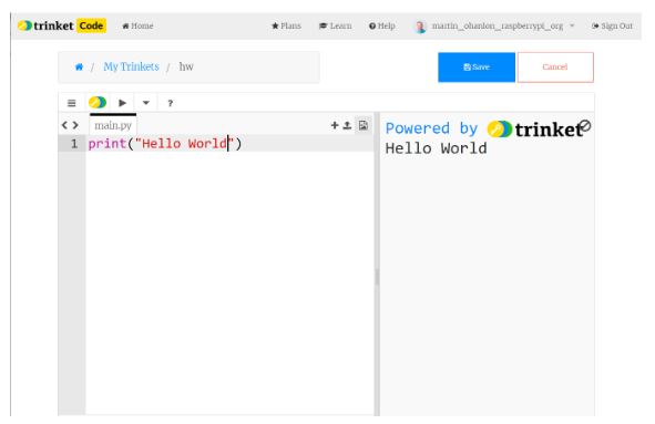 Iniciacion a la programacin en Python con Trinket.io